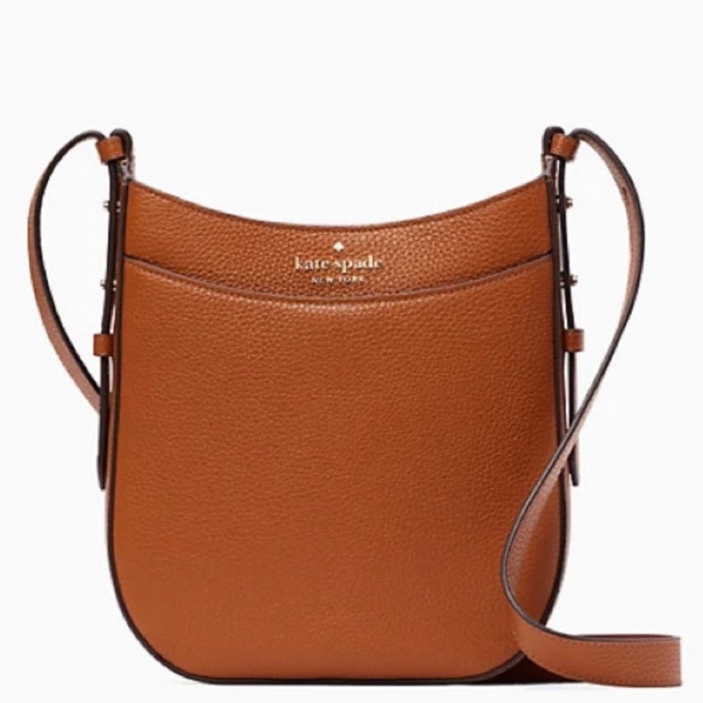 Kate Spade Leila North South Top Zip Crossbody Warm Ginger Bread Pebbled Bag